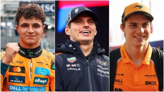 Lando Norris, Max Verstappen e Oscar Piastri