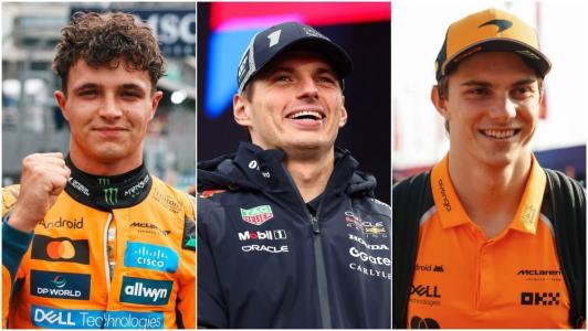 Lando Norris, Max Verstappen e Oscar Piastri