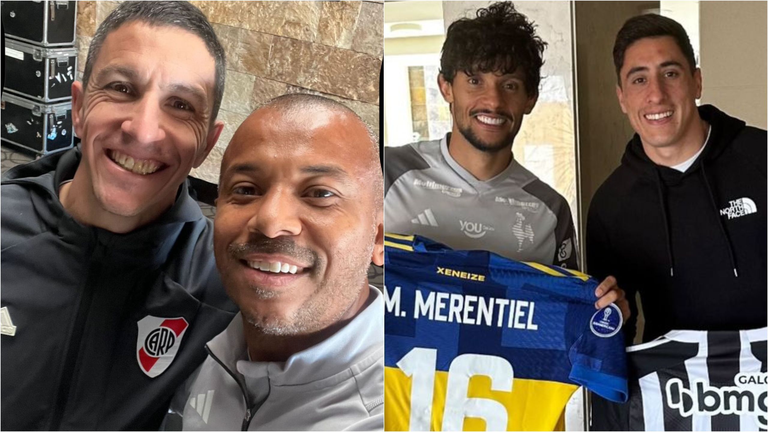 Jogadores do Atlético recebem visita de ídolos de Boca e River