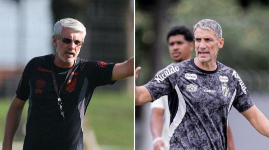 Técnicos Odair Hellmann, do Athletico, e Vojvoda, do Santos
