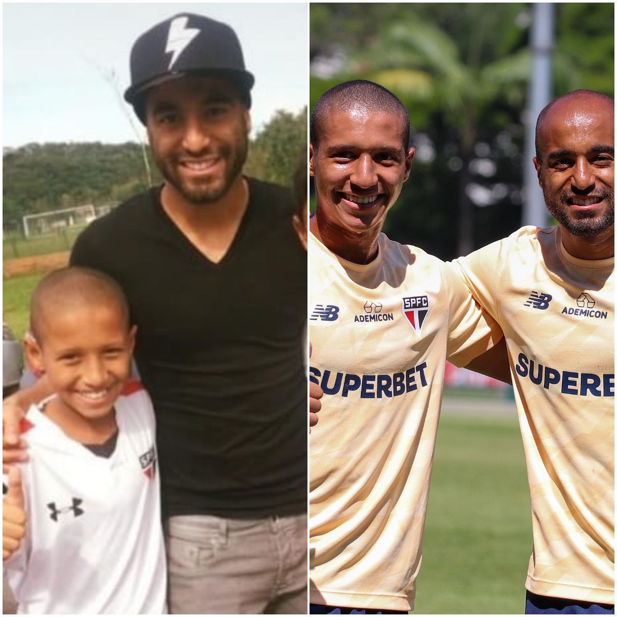 Lucas refaz foto com promessa do São Paulo e elogia: 'Você é fera'