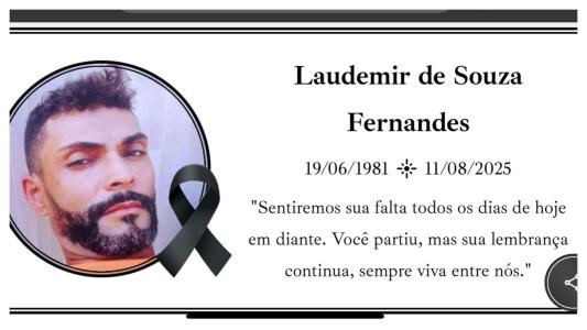 Card do velório de Laudemir de Souza Fernandes