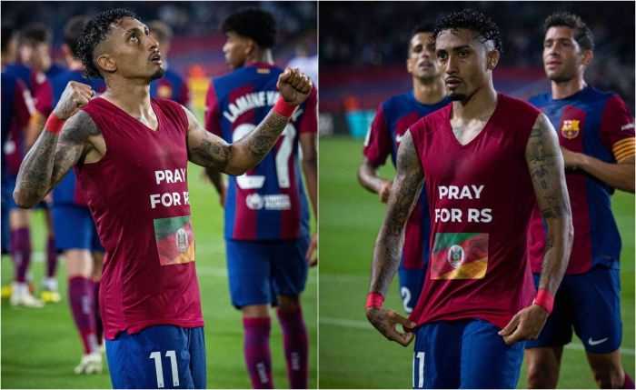 Atacante brasileiro Raphinha em partida pelo Barcelona