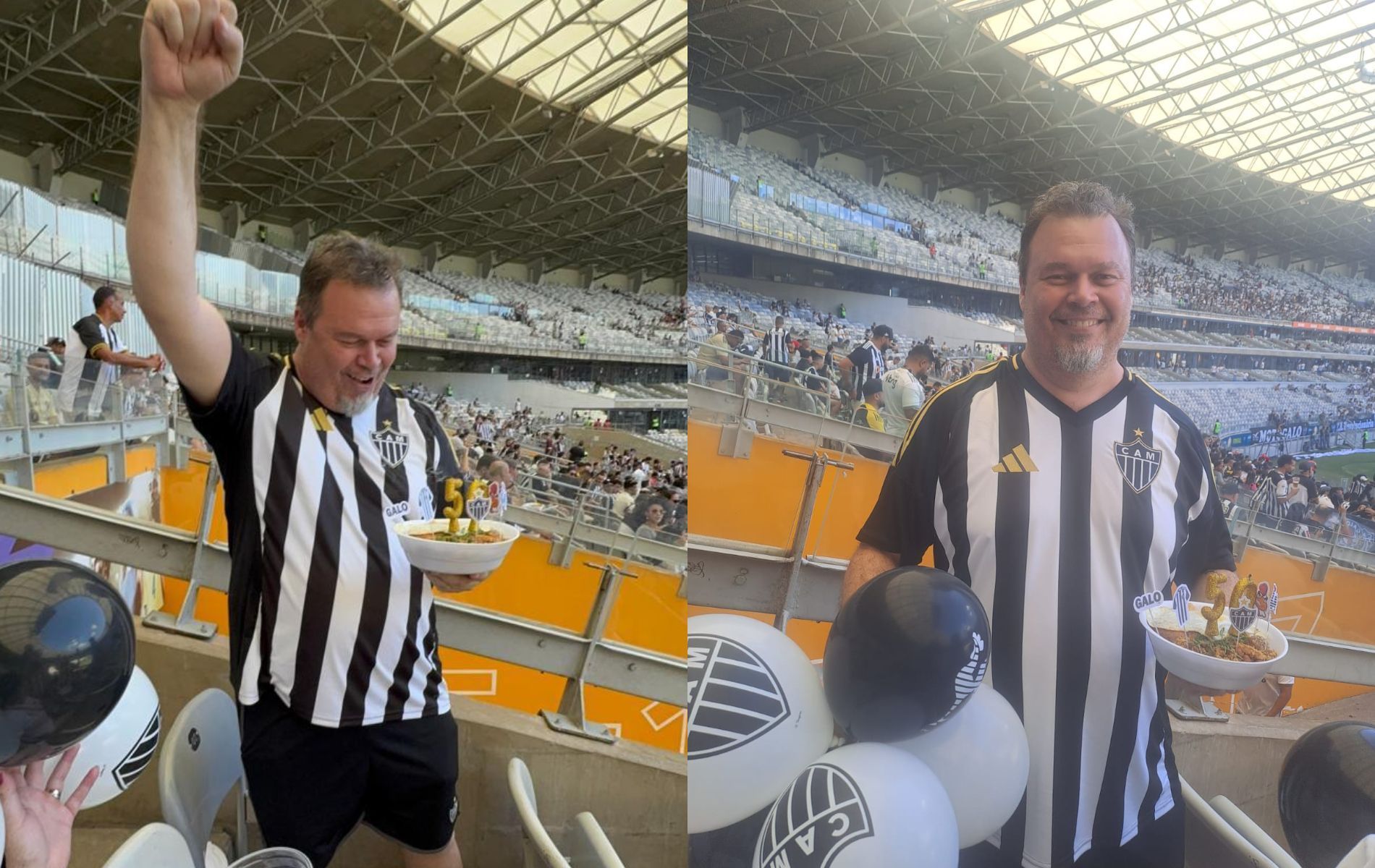 Torcedor do Atlético celebra aniversário no Mineirão com ‘bolo de tropeiro’