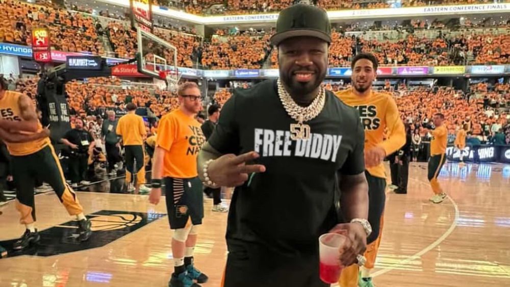 Rapper 50 Cent ironiza Diddy durante jogo entre Pacers x Knicks, pela NBA