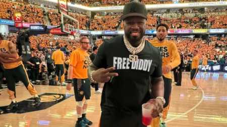 50 Cent ironiza P. Diddy em jogo entre Pacers e Knicks pela NBA