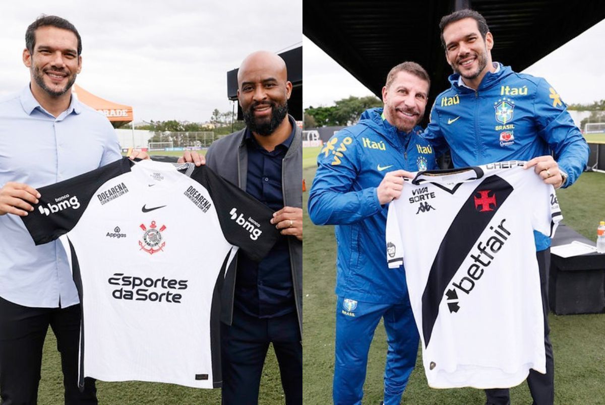 Presidente da CBF ganha camisas de Corinthians e Vasco; veja fotos