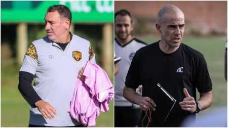 Guilherme Alves, técnico do Amazonas, e Rui Duarte, técnico do Athletic