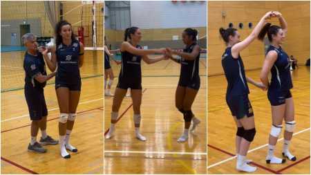 Seleção Brasileira de Vôlei dança forró em treino para VNL