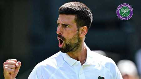 Djokovic comemora vitória em Wimbledon