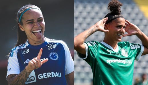Leticia, atacante do Cruzeiro, e Amanda Gutierres, atacante do Palmeiras