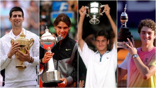 Novak Djokovic, Rafael Nadal, Roger Federer e João Fonseca
