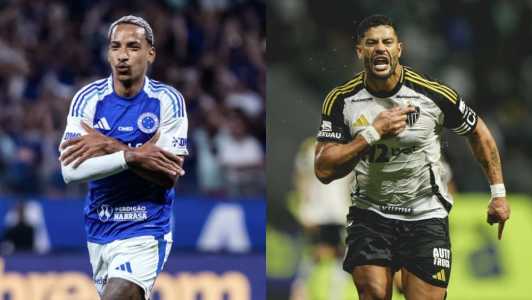 Matheus Pereira, do Cruzeiro, e Hulk, do Atlético