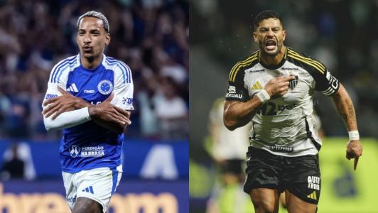 Matheus Pereira, do Cruzeiro, e Hulk, do Atlético