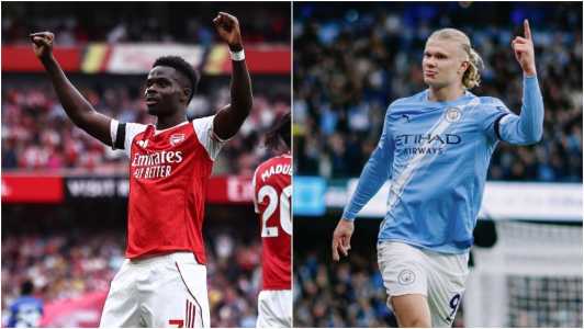 Saka, do Arsenal, e Haaland, do Manchester City
