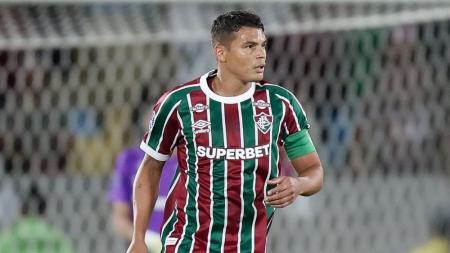 Thiago Silva, do Fluminense, em ação nesta terça-feira (23), em jogo pela Copa Sul-Americana