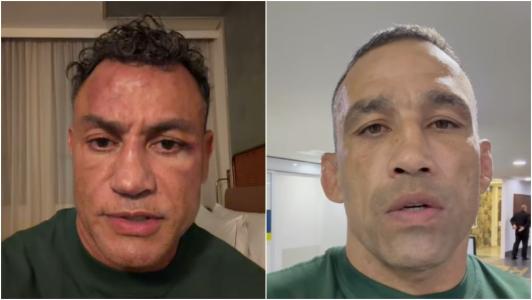 Popó e Werdum após luta no Spaten Fight Night