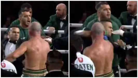 Momento em que Rafael Freitas, filho de Popó, acerta soco em Wanderlei Silva