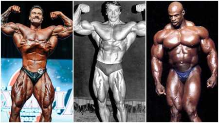 Chris Bumstead, Arnold Schwarzenegger e Ronnie Coleman são estrelas do fisiculturismo