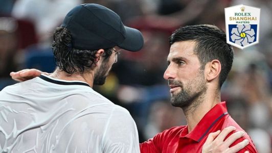 Valentin Vacherot e Novak Djokovic no Masters 1000 de Xangai