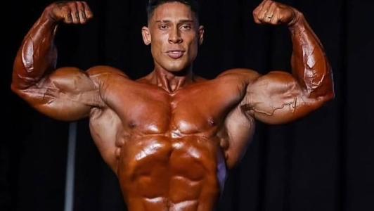 Ramon Dino, durante apresentação no Mr. Olympia 2025