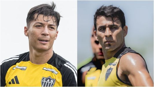 Alan Franco e Junior Alonso em treino do Atlético