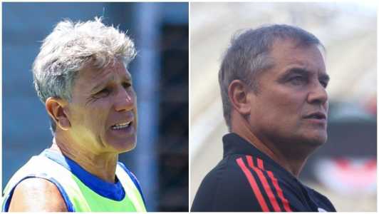 Renato Gaúcho, ex-Grêmio, e Diego Aguirre, ex-Inter