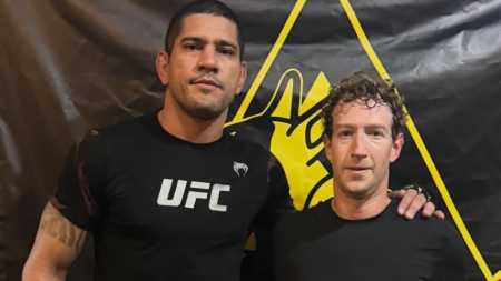 Alex Poatan e Mark Zuckerberg juntos em treinamento