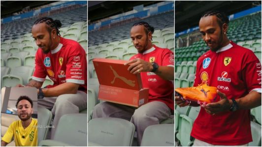 Lewis Hamilton recebe presente de Neymar