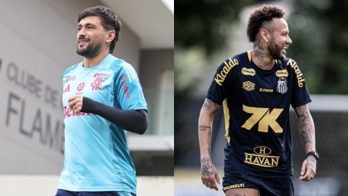 Flamengo x Santos: Arrascaeta e Neymar