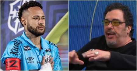 Neymar, do Santos, e Walter Casagrande, comentarista da Band