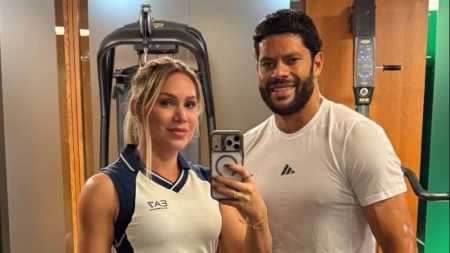 De férias na Europa, Hulk realiza trabalho física ao lado da esposa