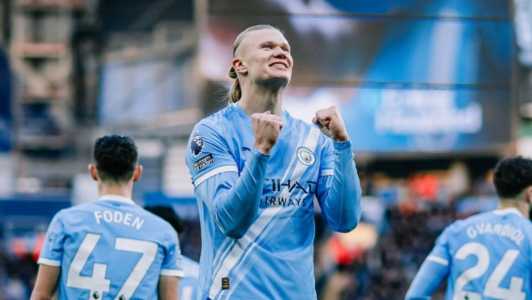 Haaland marcou duas vezes contra o West Ham neste sábado (20)