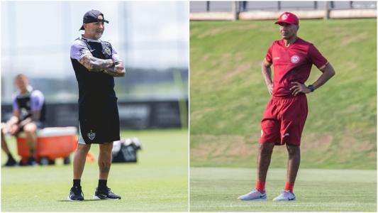 Jorge Sampaoli (esq), do Atlético, e Cristovão Borges (dir), do Tombense