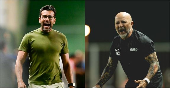 Alberto Valentim e Jorge Sampaoli foram os protagonistas no jogo entre América e Atlético