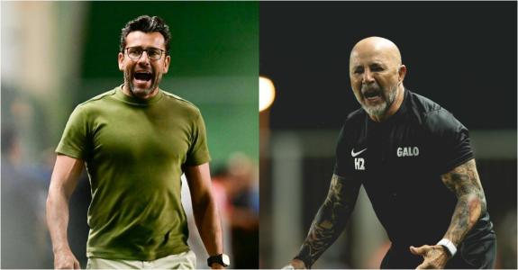 Alberto Valentim e Jorge Sampaoli foram os protagonistas no jogo entre América e Atlético