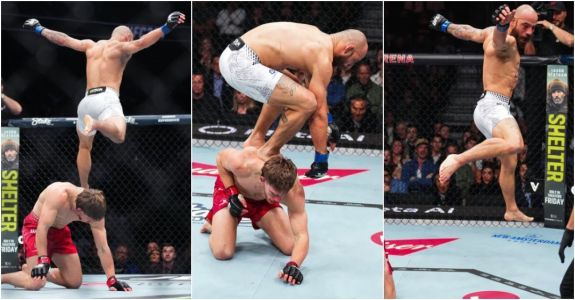 Jean Silva subiu nas costas de Arnold Allen no UFC 324, em Las Vegas