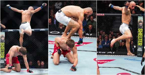 Jean Silva subiu nas costas de Arnold Allen no UFC 324, em Las Vegas