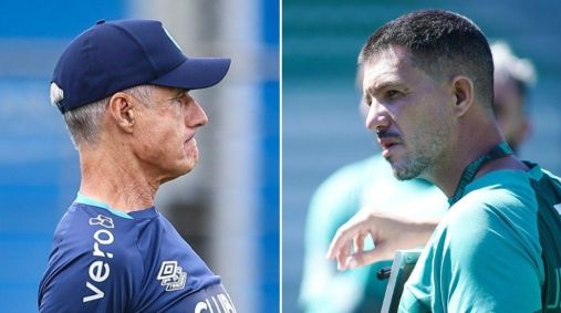Técnicos Luís Castro, do Grêmio, e Mauricio Barbieri, do Juventude