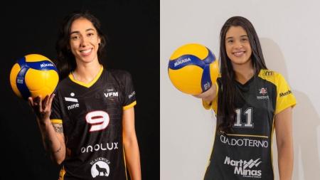 Ana Flávia Galvão (esq.) e Mayra Souza (dir.), jogadoras de vôlei