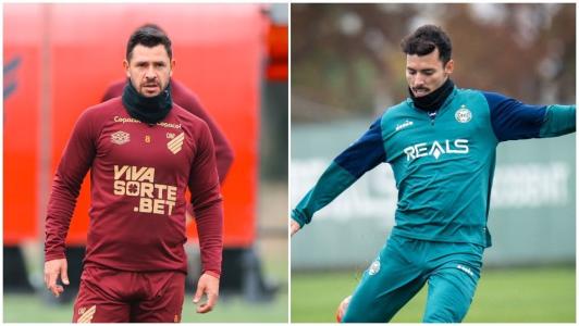 Giuliano, do Athletico-PR, e Zeca, do Coritiba, devem ser titulares no clássico pela Série B