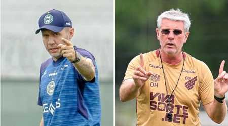 Técnicos Mozart Santos, do Coritiba, e Odair Hellmann, do Athletico