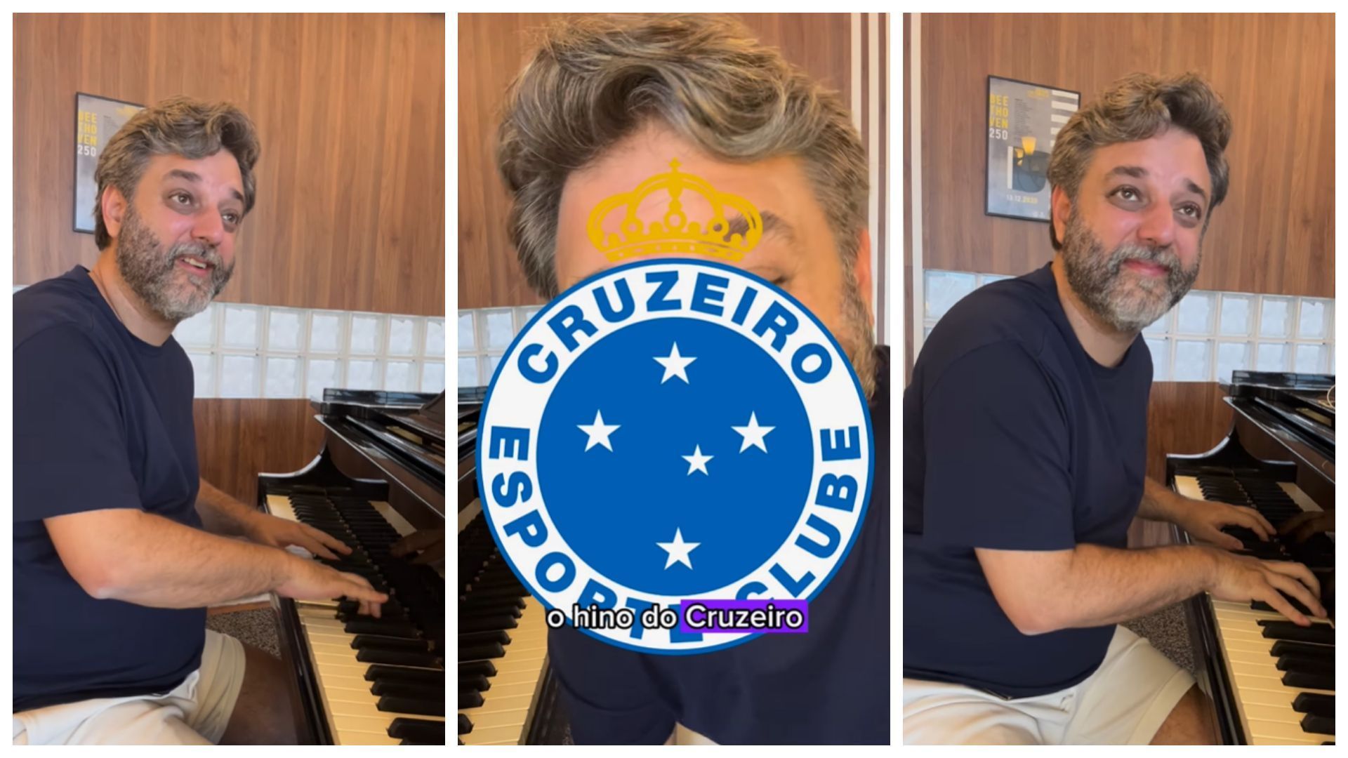 Músico extrai sentimentos ao interpretar Hino do Cruzeiro no piano; veja