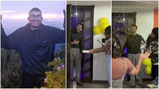 Roberto Farias Thomaz, de 19 anos, foi recebido em casa por familiares após cinco dias desaparecido no Pico Paraná, ponto mais alto da região Sul do Brasil.