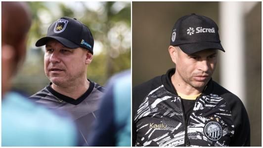 Rogério Corrêa, técnico do Volta Redonda, e Alex de Souza, treinador do Operário