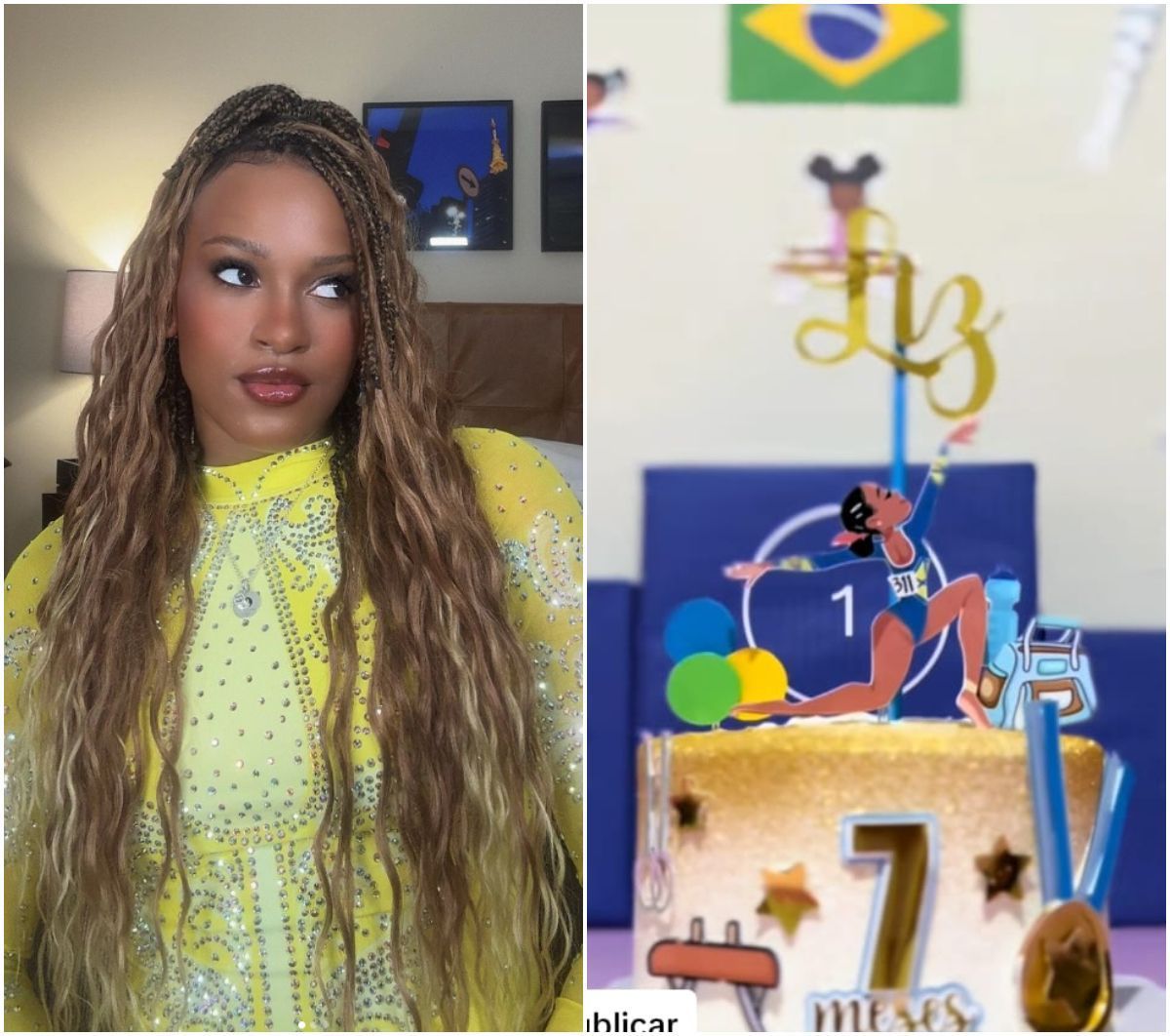 Fofura! Rebeca Andrade vira tema de festa de 'mesversário'; assista