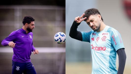 Yuri Alberto e Arrascaeta se enfrentarão neste domingo (28)