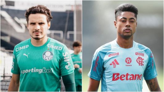 Raphael Veiga, do Palmeiras, e Bruno Henrique, do Flamengo