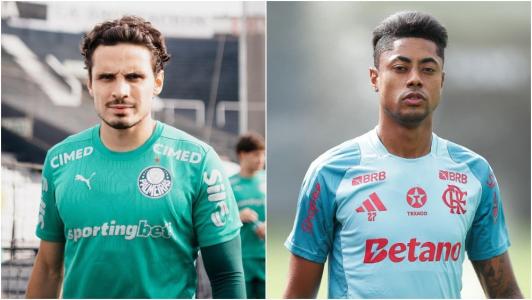 Raphael Veiga, do Palmeiras, e Bruno Henrique, do Flamengo
