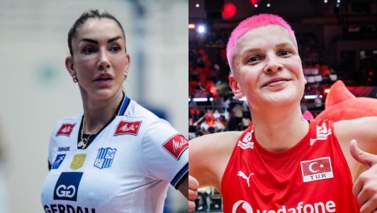 Thaísa, do Gerdau Minas, (à esq.) e Ebrar Karakurt, da Turquia, (à dir.)